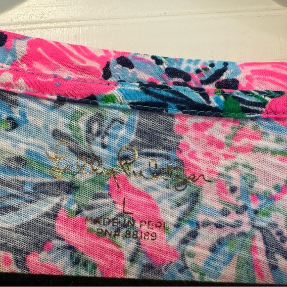 Lilly Pulitzer NWT Etta Scoop Neck Oyster Bay Navy Shroom With A View Size Large - Picture 3 of 4